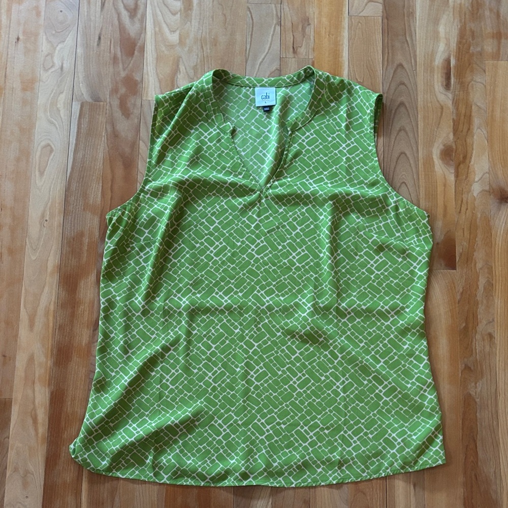 CAbi Lime Green Patterned Sleeveless Top